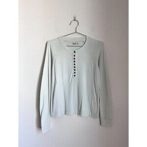 Faherty Women's Cloud Henley Tee in Light Mint Size XS